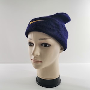 Vintage Nike Beanie Nike Big Swoosh Hat Nike Blue Beanie