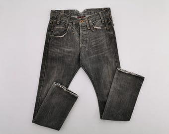 Vintage Japanese Brand RED EAR Striped Straight Cut Jeans Red Ear