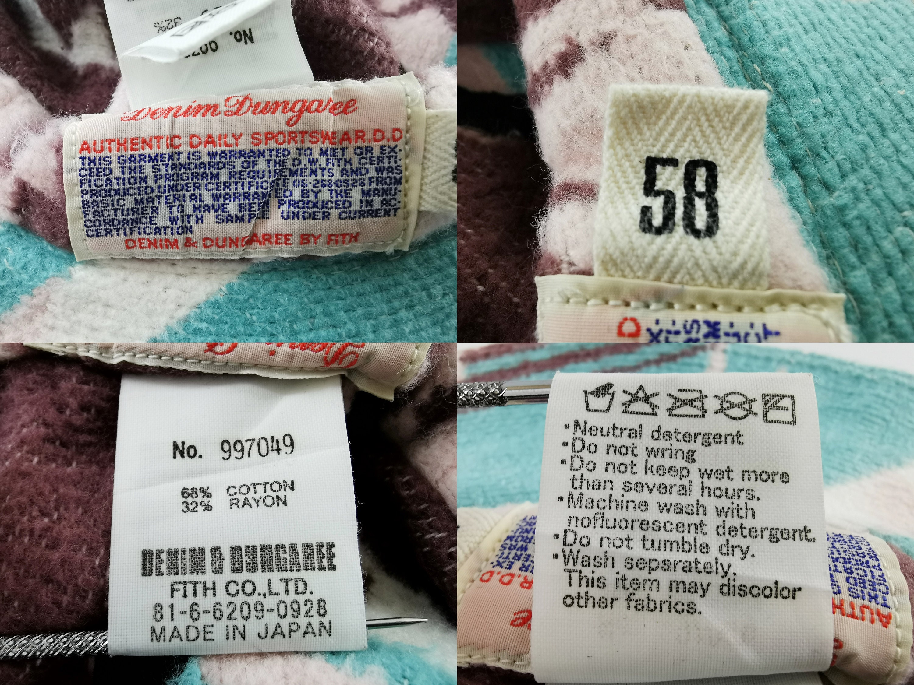 Denim Dungaree Hat Vintage Denim Dungaree Aztech Design Bucket Hat