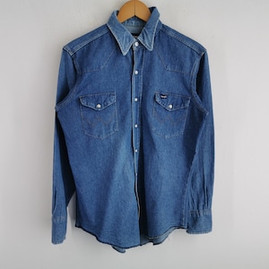 Wrangler Shirt Vintage Wrangler Button Up Denim Shirt Made In USA Size L