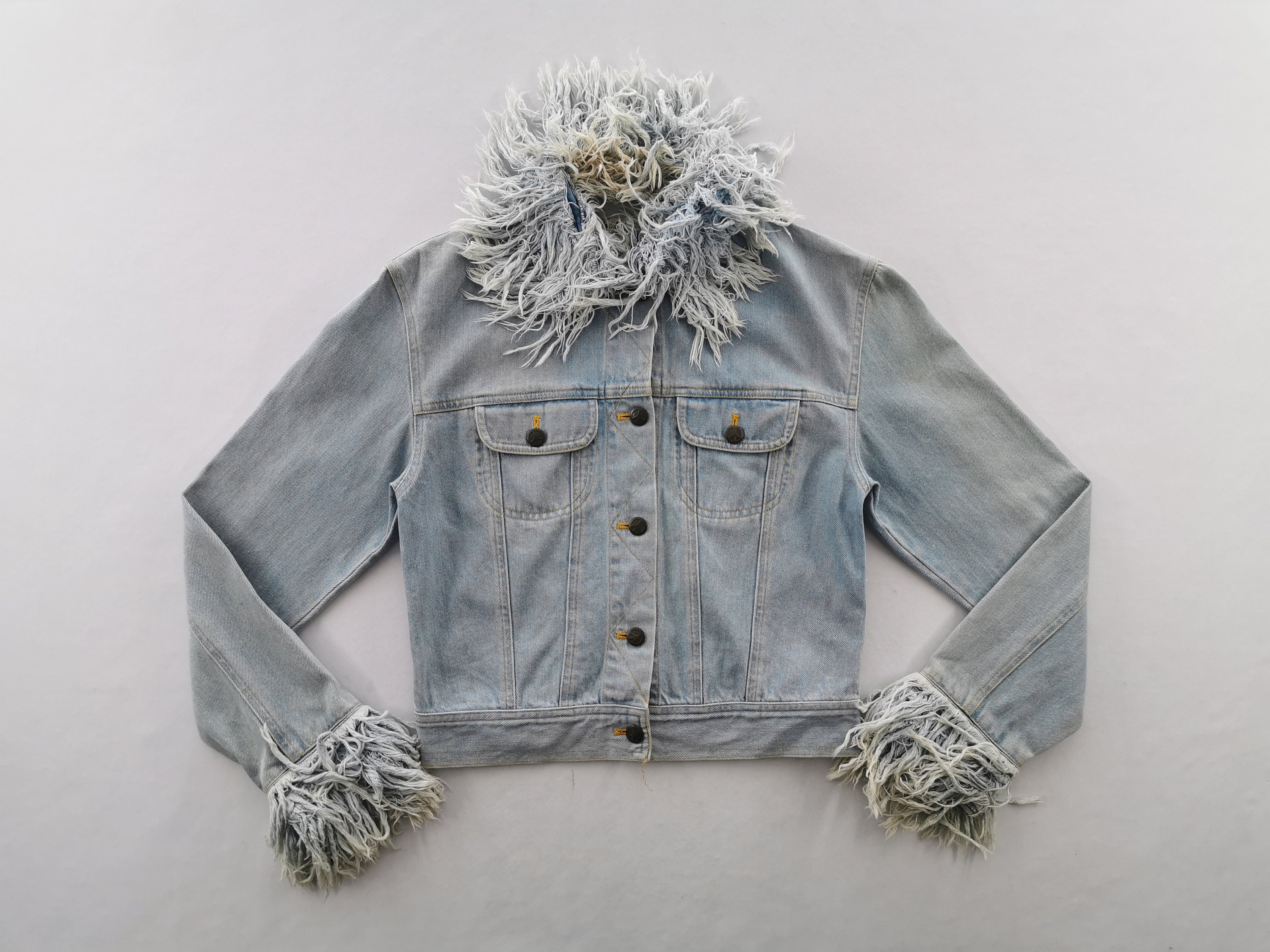 Moschino Jacket Distressed Vintage Moschino Denim Ruffle Jeans