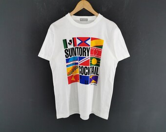 Suntory Shirt Vintage 90er Jahre J League Suntory Cocktail T-Shirt Größe M