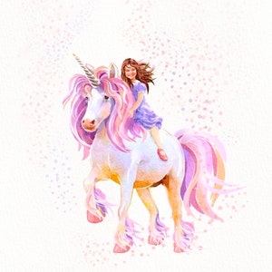 Unicorn, Personalized children’s Illustration,  Custom children’s portrait, Kids Room, Custom nursery decor, Watercolor print
