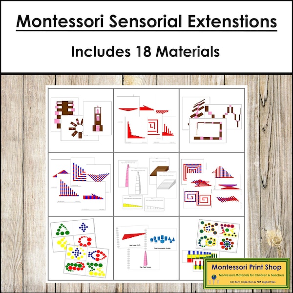 Montessori Sensorial Extensions Bundle - Montessori Sensorial Activities - Printable Montessori Cards - Digital Download