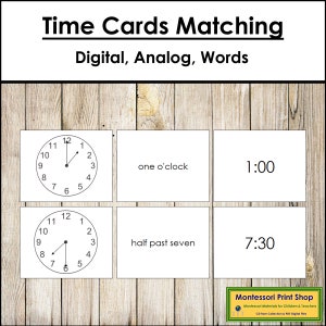 Passende Zeitkarten - Druckbare Montessori Karten - Digitaler Download