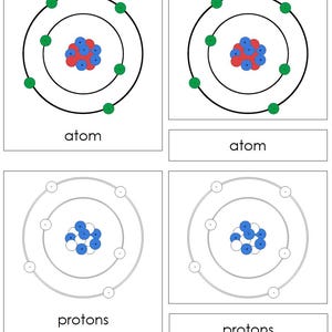 Printable Parts of an Atom Nomenclature 3-Part Cards - Science - Printable Montessori Materials - Digital Download by Montessori Print Shop
