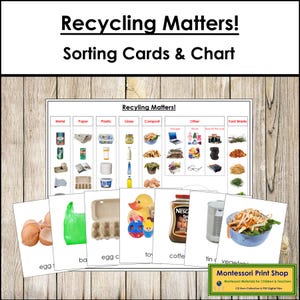 Recycling Matters Sorting Cards & Chart - Montessori Environmental Science Activity (Digital Download)
