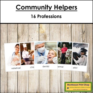 Community Helpers - Preschool - Printable Montessori Cards - Digital Download