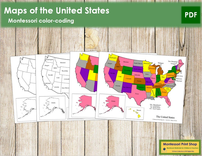 United States Of America Maps And Masters Montessori Geography Etsy