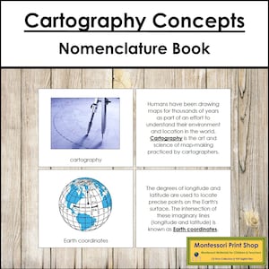 Cartography Concepts Nomenclature Book - Montessori Zoology - Printable Montessori Materials - Digital Download