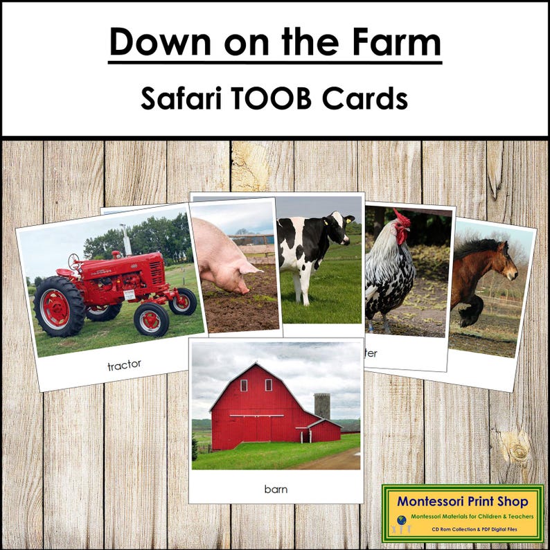 Down on the Farm Safari TOOB Cards - Montessori 3-part Cards (digital ...