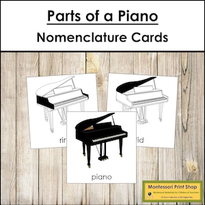 Parts of a Piano Nomenclature 3-Part Cards - Printable Montessori Materials - Digital Download
