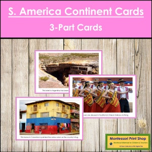 Cartes du continent de l'Amérique du Sud (code couleur) - géographie Montessori - cartes Montessori imprimables - téléchargement numérique