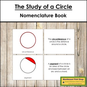 The Study of a Circle Nomenclature Book - Geometry - Printable Montessori Materials - Digital Download