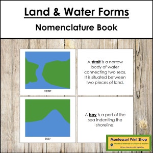Einfaches Land & Wasser Formen Buch (g/b) - Montessori Geographie - Druckbare Montessori Materialien - Digitaler Download