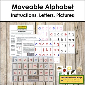 Alfabeto móvil Montessori con instrucciones (imprimir) - Idioma principal - Tarjetas Montessori imprimibles - Descarga digital