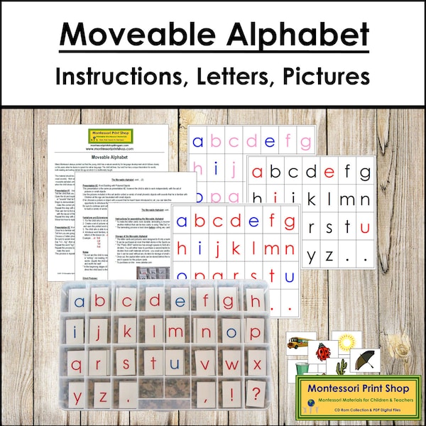 Alphabet mobile Montessori avec instructions (impression) - Langue primaire - Cartes Montessori imprimables - Téléchargement numérique