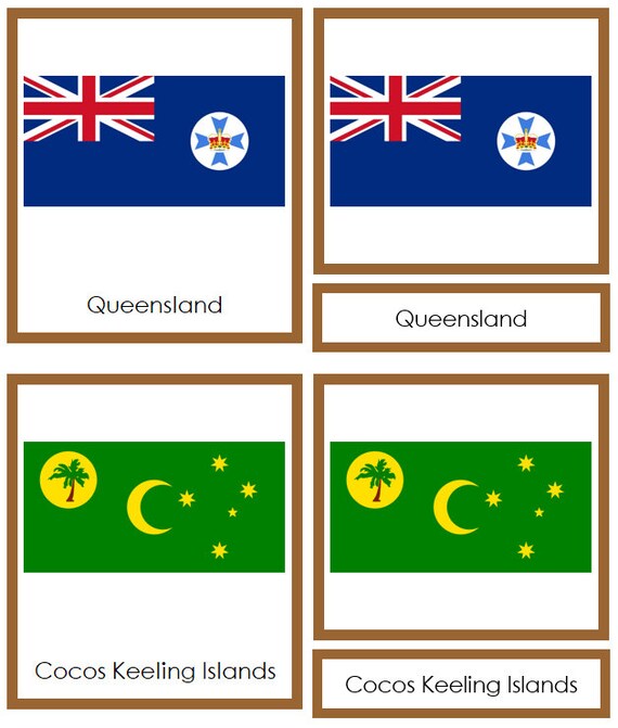 Flags of Australia color-coded Montessori Continent Cards - Etsy