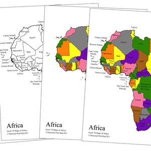 Maps of Africa (color & Blackline) - Montessori Geography - Printable