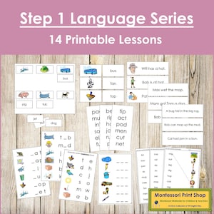 Paquete de la serie de lenguaje fonético Paso 1 (CLIPART) - Lenguaje principal - Tarjetas Montessori imprimibles - Descarga digital