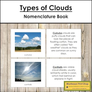 Types of Clouds Nomenclature Book - Science - Printable Montessori Materials - Digital Download