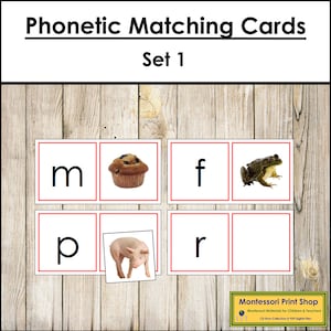 Phonetic Matching Cards Set 1 - Montessori Language - Printable Montessori Materials - Digital Download