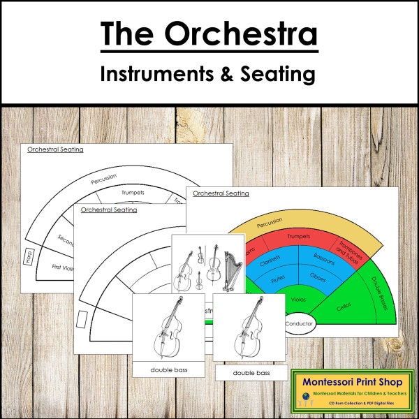 The Orchestra Instruments & Seating Chart - Music - Printable Montessori Cards - Digital Download