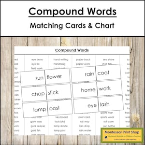 Mots composés - grammaire - matériel Montessori imprimable - téléchargement numérique