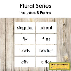 Série au pluriel - langue et grammaire Montessori - cartes Montessori imprimables - téléchargement numérique
