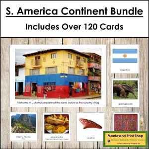 Pacote Continente América do Sul - Geografia - Cartões Montessori para Imprimir - Download Digital