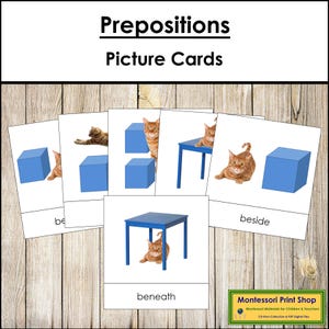 Preposition Cards [Cat-Theme] - Montessori Grammar & Language (Digital Download)