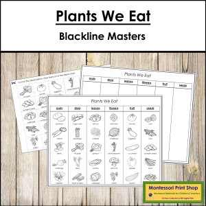 Les plantes que nous mangeons Blackline Masters - science Montessori - cartes Montessori imprimables - téléchargement numérique