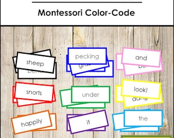 Montessori Farm Game Labels (color-coded) - Montessori Language & Grammar - Printable Montessori Materials - Digital Download