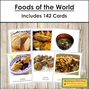 Pacchetto Cibo del Mondo - Geografia - Schede Montessori Stampabili - Download Digitale