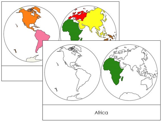 Map of the World Hemispheres Montessori Geography -  Portugal