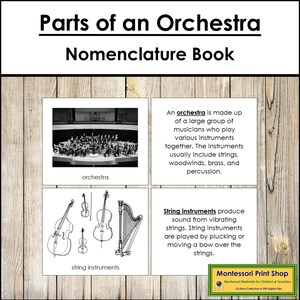 Libro de nomenclatura de orquesta - Nomenclatura musical - Tarjetas Montessori imprimibles - Descarga digital