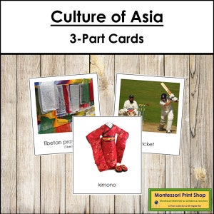Cultura dell'Asia - Carte Montessori sui continenti - Geografia - Carte Montessori stampabili - Download digitale