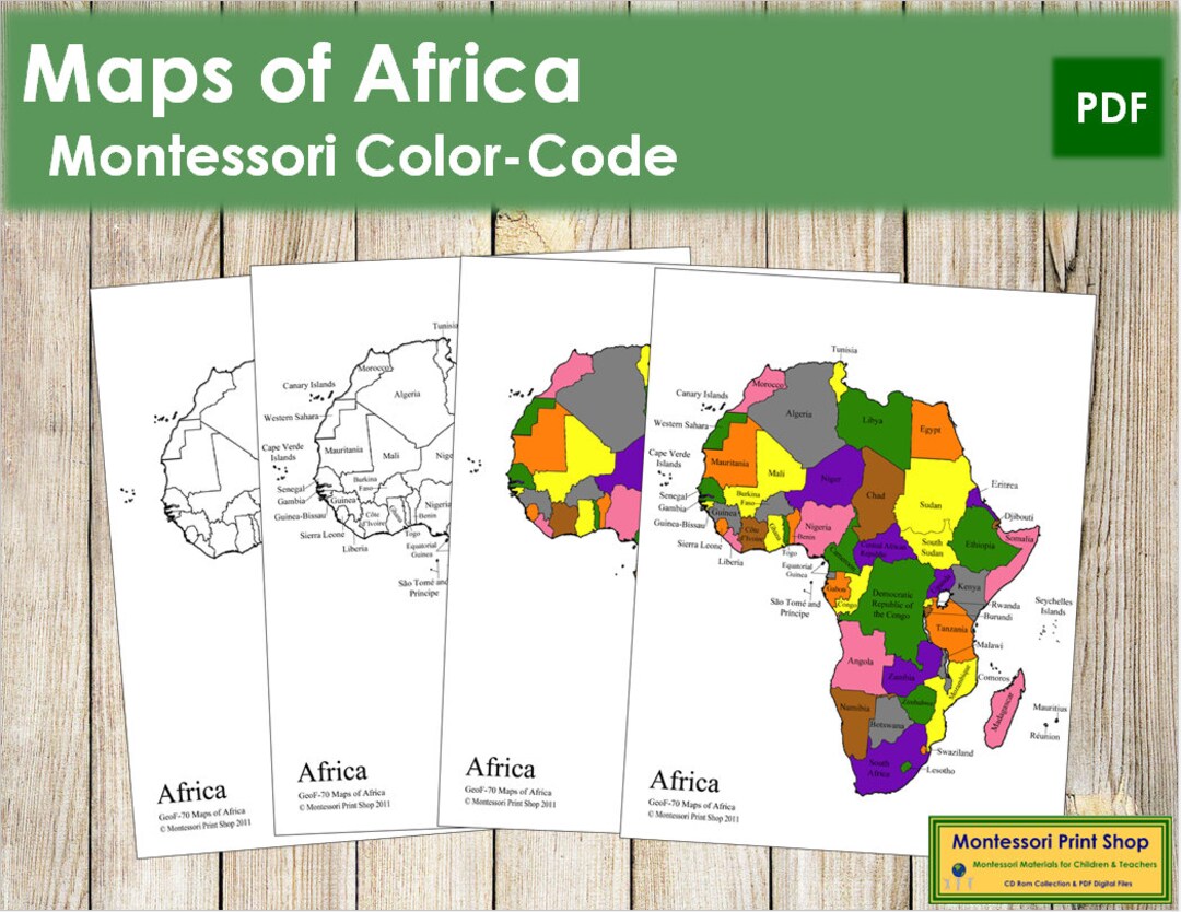 Maps Of Africa Color Blackline Montessori Geography Etsy Il 1080xN.4353127442 Qw8r 