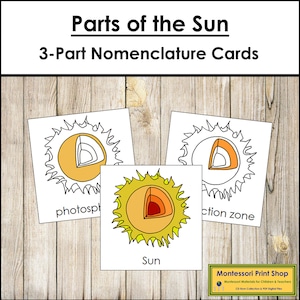 Parts of the Sun 3-Part Cards - Montessori Nomenclature - Science (Digital Download)