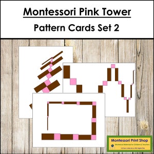 Rosa Turm & Braune Treppe Musterkarten (Set 2) - Montessori sensorische Aktivität - Druckbare Montessori Karten - Digital Download