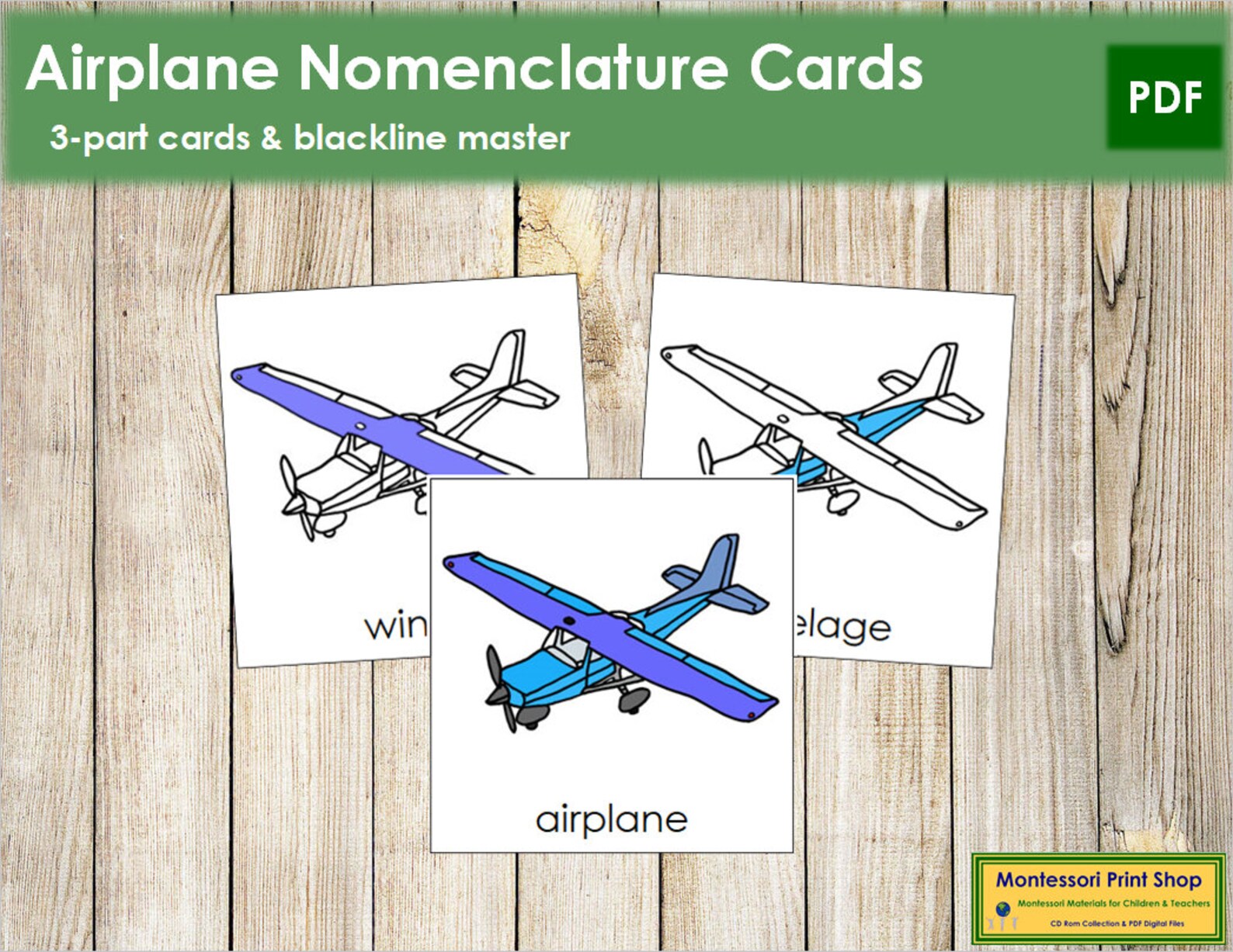 Parts of an Airplane Nomenclature 3Part Cards Montessori Etsy