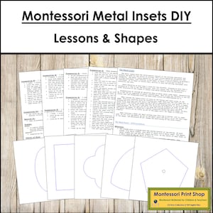 Montessori Metal Insets - Lessons & Shapes - Sensorial Activity - Printable Montessori Material - Digital Download