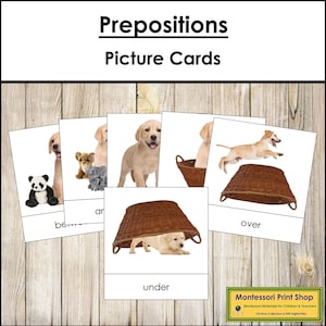Preposition Cards [Dog-Theme] - Montessori Grammar & Language (Digital Download)