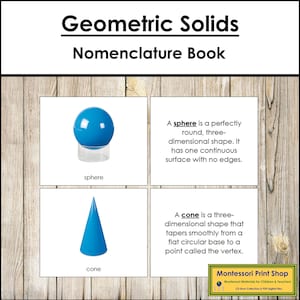 Livre sur les solides géométriques Montessori - géométrie - cartes Montessori imprimables - téléchargement numérique