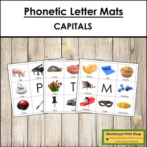 Tapetes de letras fonéticas MAIÚSCULAS - Língua Montessori - Materiais Montessori imprimíveis - Download digital