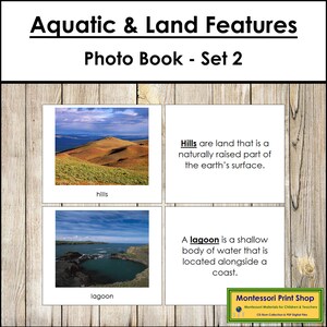 Aquatic & Land Features Book Set 2 - Montessori Geography - Printable Montessori Materials - Digital Download