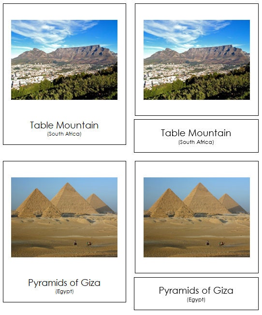 Montessori Landmarks of Africa 3-part Cards - Geography Continent Cards ...