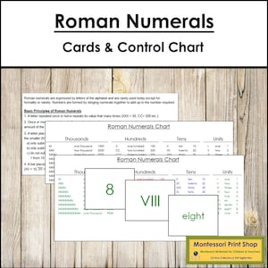 Números romanos - Matemáticas de primaria - Materiales Montessori imprimibles - Descarga digital