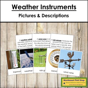 Types of Weather Instruments - Science - Printable Montessori Materials - Digital Download