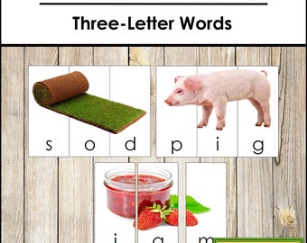 Phonetic Word Puzzles - Language - Printable Montessori Materials - Digital Download